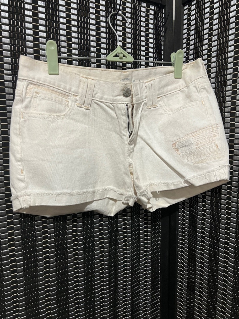 Old Navy White Distressed Denim Jean Shorts
